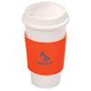 DA7437-NYC PLASTIC CUP WITH NEOPRENE SLEEVE-White cup with Orange sleeve